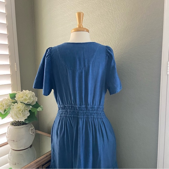 Anthropologie Somerset Maxi Dress Denim Chambray Western Tiered size L - Picture 15 of 16